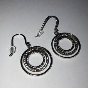 Swarovski spinning crystal circle silver earrings